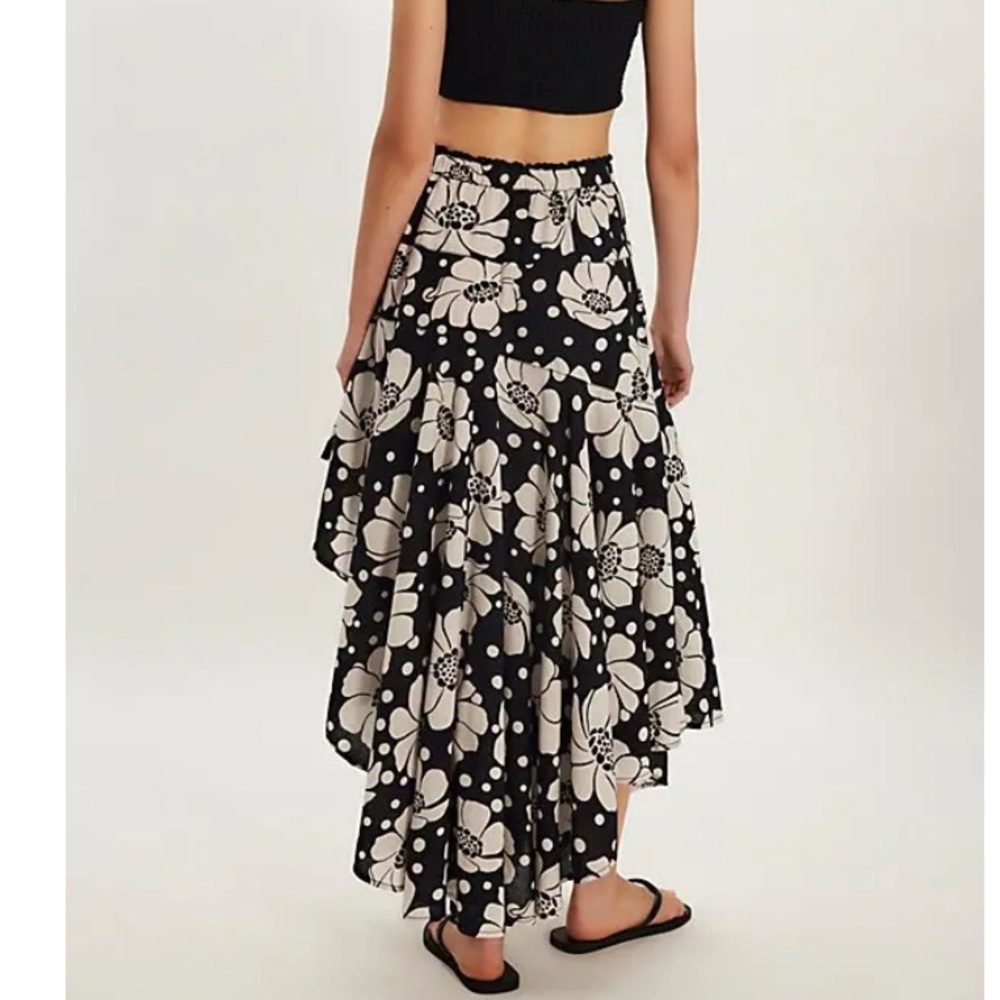 Free People Black and White Floral Asymmetrical Maxi Skirt - Picture 7 of 8